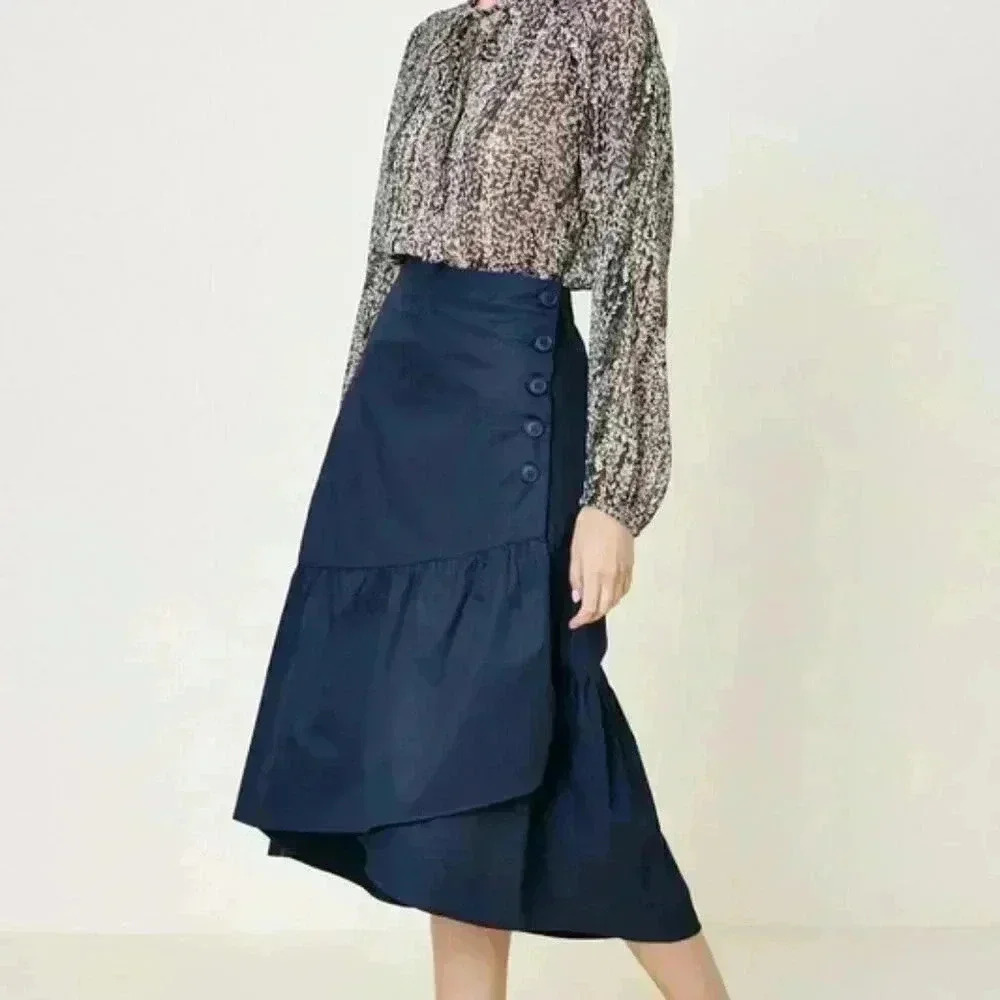 Over The Edge Asymmetrical Midi Skirt